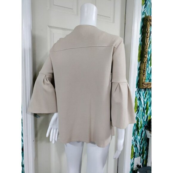 NWT Maria Bellentani Bell Sleeve Two-Button Front Cardigan Beige M - Picture 8 of 14